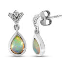 Natürliche, äthiopische Opal und Zirkon-Ohrhänger in Silber image number 3