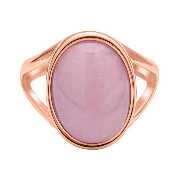 Rosenquarz-Ring, reiner Edelstahl ros&eacute;farben  ca. 10,00 ct