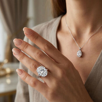 D'Joy Moissanit Ring und Anh&auml;nger mit 45 cm langer Kette