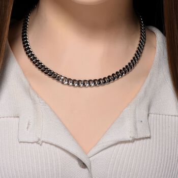 DESIGNER INSPIRIERT Panzer 316L Edelstahl Halskette ca. 45 cm ca. 55,70g, Silberfarben