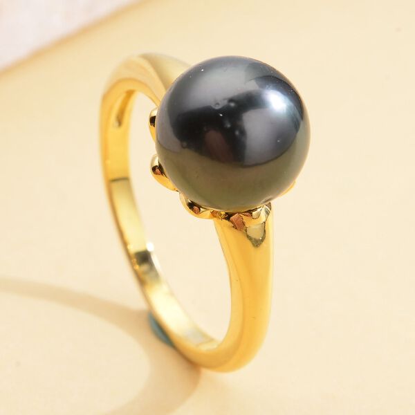 Tahiti-Zuchtperlen-Ring, 925 Silber vergoldet image number 2