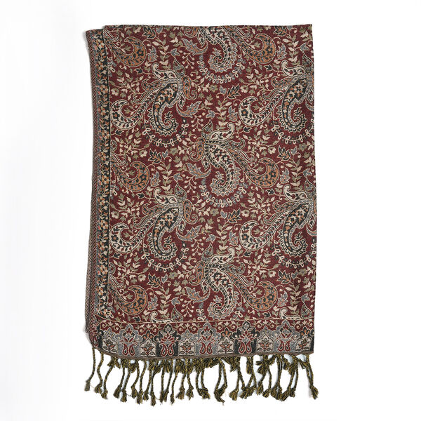 Jamawar-Schal, 3-Schiffchen-Webung, 70x200 cm, Paisley image number 5