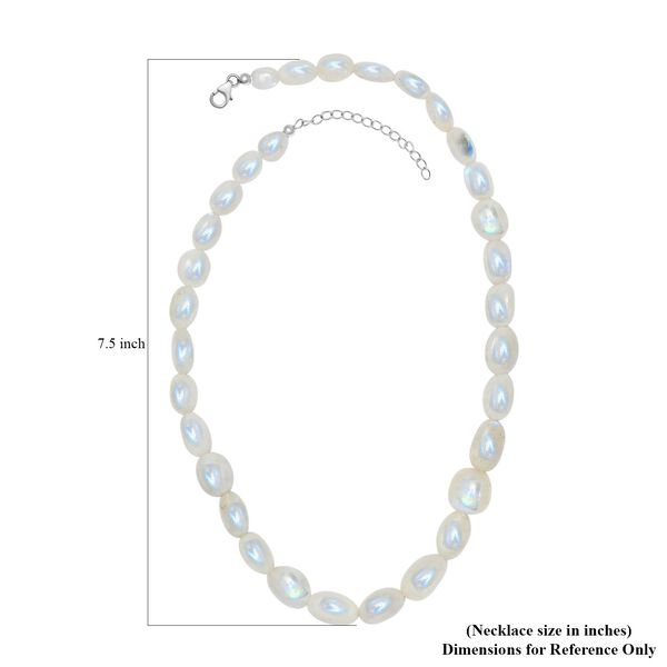 Regenbogen Mondstein Halskette ca. 45 cm 925 Silber rhodiniert ca. 285.00 ct image number 6