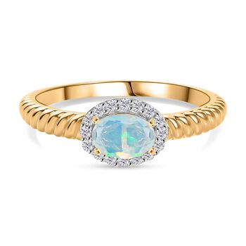 D'Joy AA nat&uuml;rlicher, &auml;thiopischer Welo Opal und Zirkon Ring - 0,67 ct.