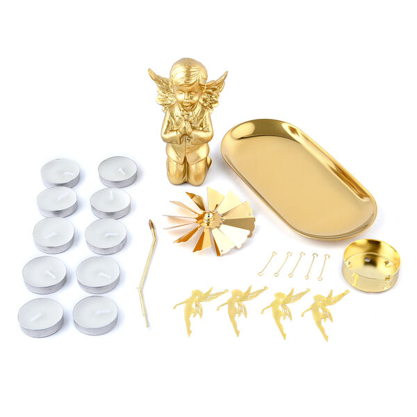 THE 5TH SEASON: Betender Schutzengel mit drehbarem Kerzenhalter und 10 Teelichtern, Gold image number 4