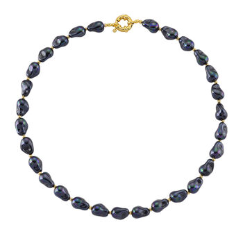 Pfauenfarbene Muschelkernperle 50cm Halskette