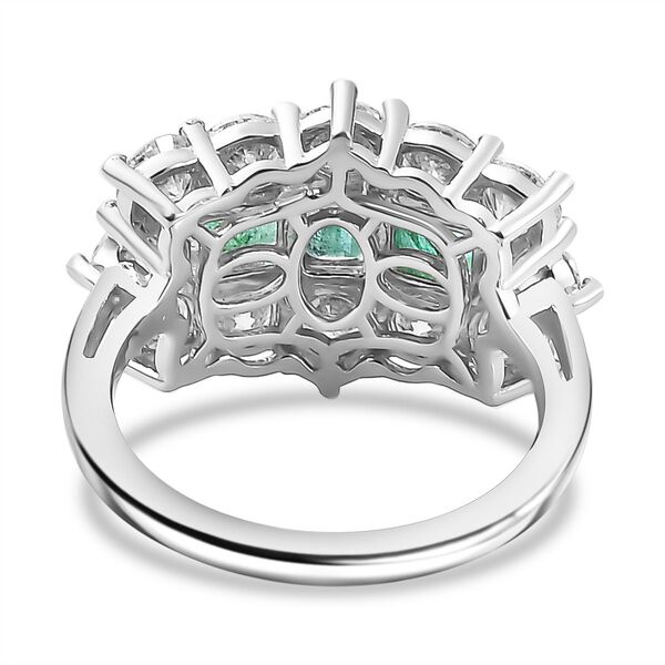 AAA Smaragd, Moissanit Ring 925 Silber rhodiniert (Gr&ouml;&szlig;e 17.00) ca. 3,31 ct image number 6