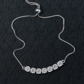 D&rsquo;joy 100 Facetten Moissanit Armband ca. 19 cm 925 Silber rhodiniert ca. 3.38 ct