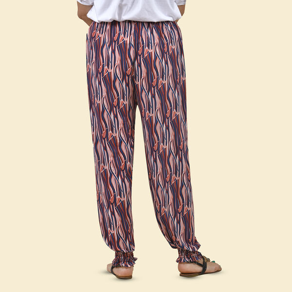 TAMSY - bedruckte Haremshose, Wellenmuster, rot/blau, One Size image number 1