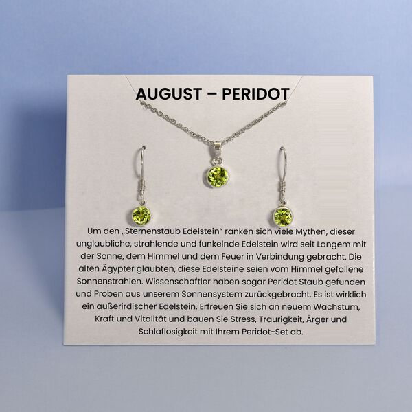 2er-Set, Peridot Solitär Anhänger mit Kette und Ohrringen in Silberton, 3,16 ct. image number 9