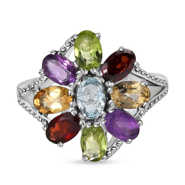 5er Set- Mehrfarbiger Ring, Armband, Ohrringe und Anh&auml;nger mit Kette, Schmuckset, Gr&ouml;&szlig;e (16.00), Edelstahl ca. 22.40 ct image number 4