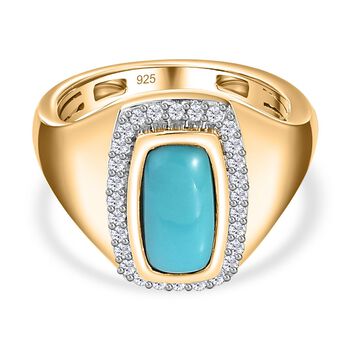 Amerikanischer, nat&uuml;rlicher Sleeping Beauty T&uuml;rkis und Zirkon-Ring - 1,54 ct.