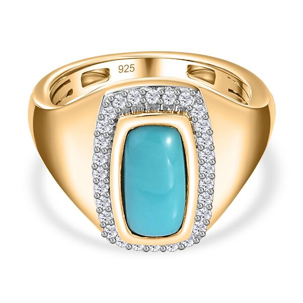 Amerikanischer, nat&uuml;rlicher Sleeping Beauty T&uuml;rkis und Zirkon-Ring - 1,54 ct.