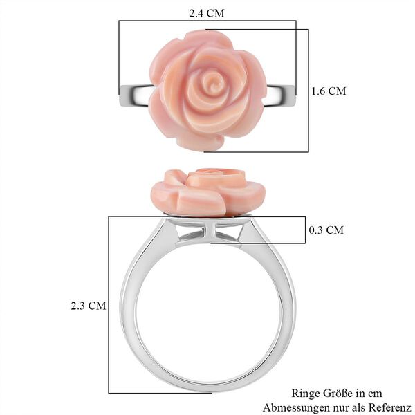 D'Joy Natürlicher Rosa Königsmuschel Perle (15x15 mm) Ring 925 Silber rhodiniert (Größe 18.00) ca. 5.50 ct image number 5