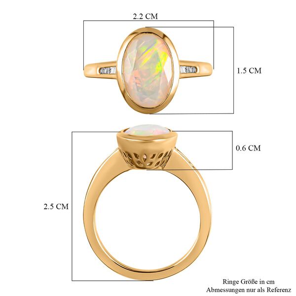 Nat&uuml;rlicher, &auml;thiopischer Welo Opal und wei&szlig;er Diamant Ring, 925 Silber Gelbgold Vermeil (Gr&ouml;&szlig;e 17.00) ca. 2,15 ct image number 6