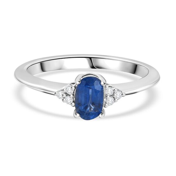 Nat&uuml;rlicher Kaschmir-Kyanit, Wei&szlig;er Zirkon Ring 925 Silber platiniert (Gr&ouml;&szlig;e 17.00) ca. 0.67 ct image number 0