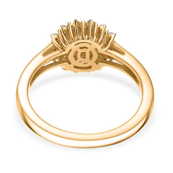 Regal Halo - D joy Kagem Sambischer Smaragd, Brauner Zirkon Ring 925 Silber 750 Gelb Vergoldet (Gr&ouml;&szlig;e 19.00) ca. 0.70 ct image number 6