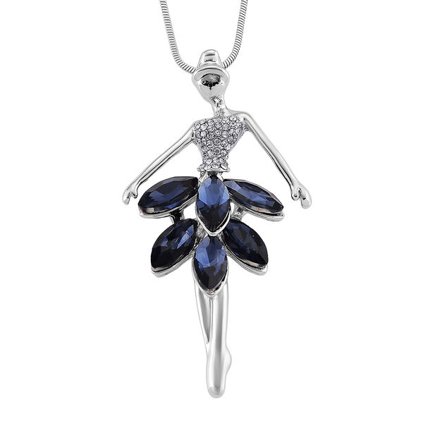 Blau Kristall, Wei&szlig;er Kristall Anh&auml;nger mit Kette ca. 63.5 cm + 5 cm Extender