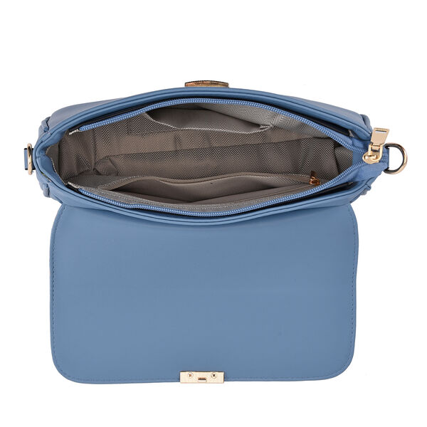 Kunstleder Designertasche mit Karo-Muster, Blau image number 6