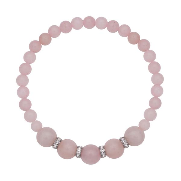 Rosenquarz Armband, ca. 19 cm, Edelstahl ca. 72.20 ct