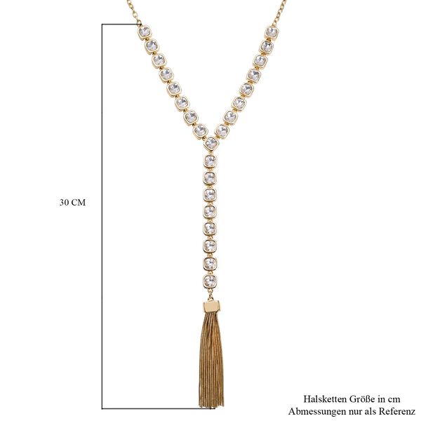 Weiße Kristall-Halskette in Goldton, 70 cm - 50 ct. image number 5