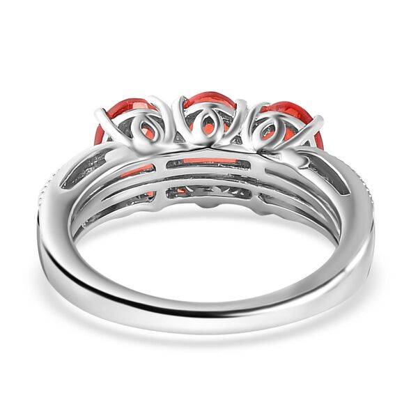 Padparadscha Triplett Quarz-Ring, 925 Silber platiniert (Gr&ouml;&szlig;e 17.00) ca. 2,63 ct image number 6