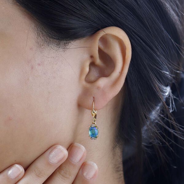 Pfau Triplett Quarz und Zirkon Ohrringe, 925 Silber 750 Gelbgold Vermeil - 2,86 ct. image number 3