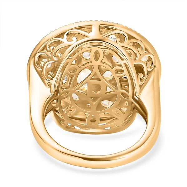 D'Joy Regenbogen Mondstein Ring 925 Silber Rhodiniert und 750 Gelbgold Vermeil (Größe 18.00) ca. 3,61 ct image number 5
