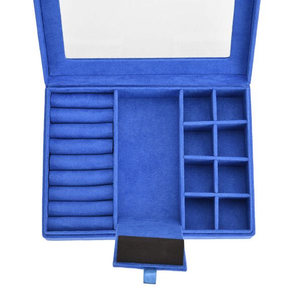 Samt Schmuckbox mit 5 Silberputztüchern, 20x15x5cm, Blau image number 6