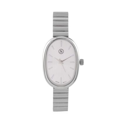 STRADA - Elegante Armbanduhr mit Japanischem PC21S Werk, Stahlsonnenschliff-Zifferblatt und Edelstahlarmband, Reiner Edelstahl, 19 cm