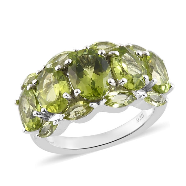 Nat&uuml;rlicher Peridot-Ring, 925 Silber platiniert  ca. 5,85 ct image number 4