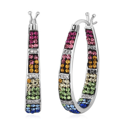 Regenbogen Kristall Creolen, rhodiniert