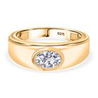 Moissanit Ring 925 Silber 750 Gelb Vergoldet (Gr&ouml;&szlig;e 18.00) ca. 0,80 ct