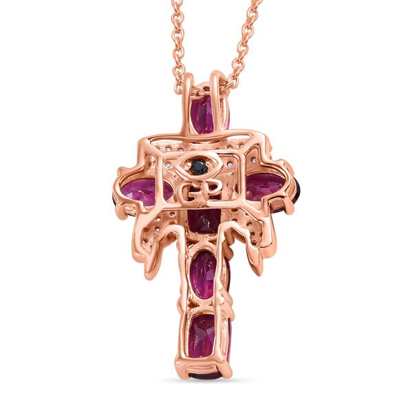 GP Royal Art D&eacute;co Kollektion - Rhodolith Granat, Zirkon und Kanchanaburi blauer Saphir-Anh&auml;nger mit 45cm Kette - 4,29 ct. image number 5