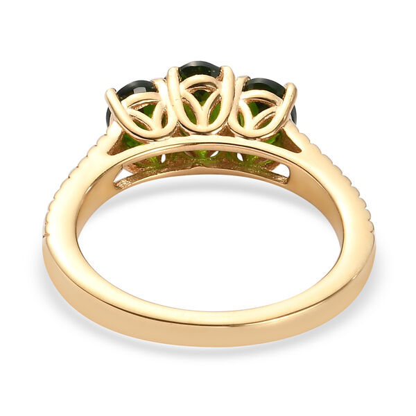 Nat&uuml;rlicher Chromdiopsid 3 Stein Ring 925 Silber vergoldet  ca. 1,28 ct image number 6