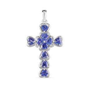 Tansanit Anhänger, 925 Silber rhodiniert - 1 ct.