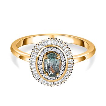Alexandrit und Diamant Ring in 750 Gold - 1 ct.