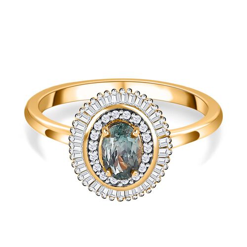 Alexandrit, Weißer Diamant Ring 750 Gold (Größe 18.00) ca. 1,05 ct image number 0