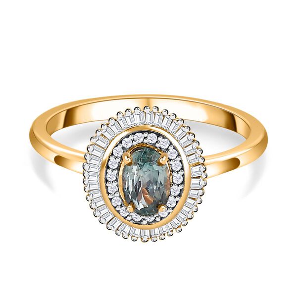 Alexandrit und Diamant Ring in 750 Gold - 1 ct.