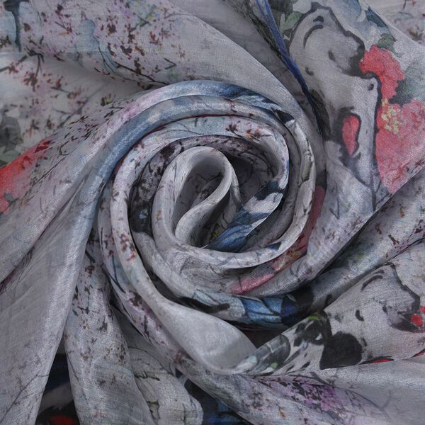 LA MAREY bedruckter Seidenschal, Grau image number 4