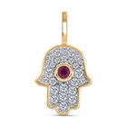 Afrikanischer Rubin (Fissure gefüllt), Weißer Zirkon Anhänger, 925 Silber vergoldet ca. 1.02 ct