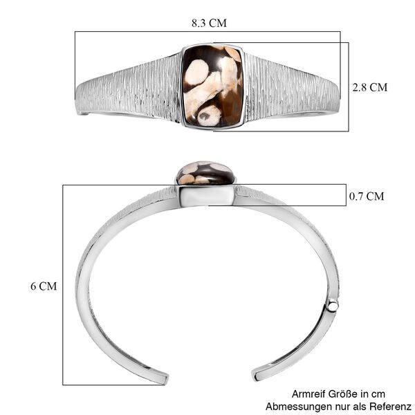 Der Schimmer der Natur - Erdnuss Holz Jaspis Armreif ca. 19 cm Edelstahl ca. 18.42 ct image number 5