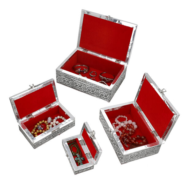 Satz von 4 handgefertigten Aluminiumboxen mit Elefant-Motiv, Größen von 24x17x9 bis 13x6,5x3 cm image number 7