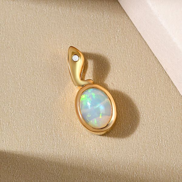 AA nat&uuml;rlicher, &auml;thiopischer Opal und Zirkon-Anh&auml;nger in Silber image number 3