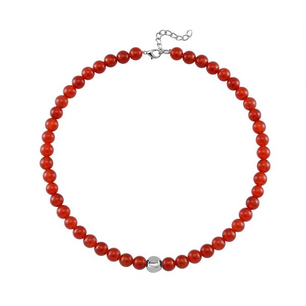 Rote Achat-Halskette, 50 cm - 365 ct. image number 3