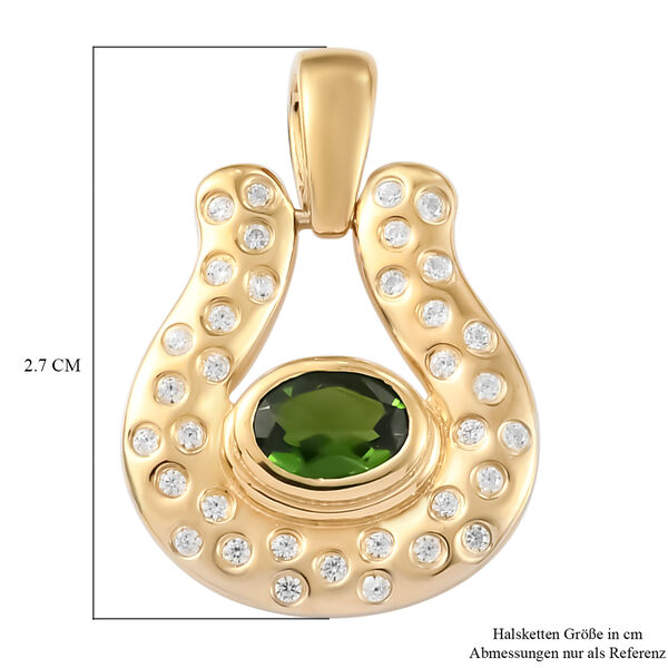 Nat&uuml;rlicher Chromdiopsid uund Zirkon Anh&auml;nger 925 Silber vergoldet ca. 1,15 ct image number 6