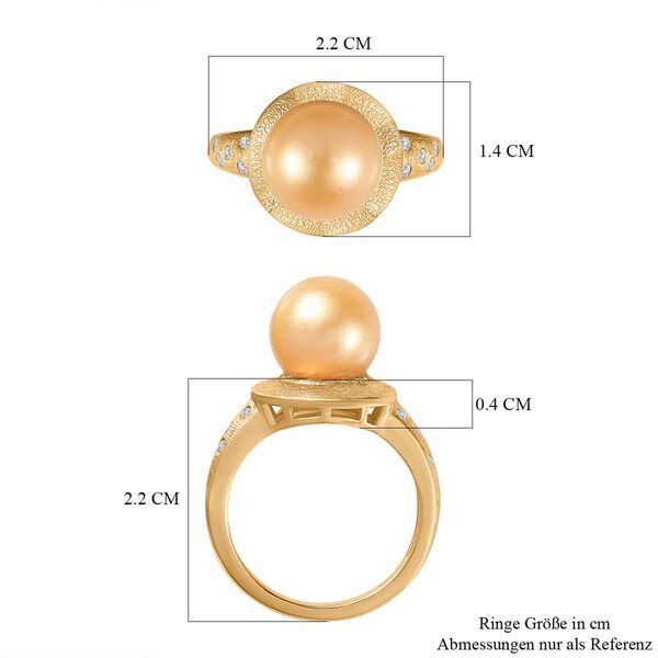 AA goldener Südseeperlen- und Moissanit-Ring - 7,95 ct. image number 7