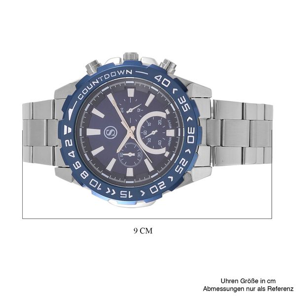 STRADA - Japanisches Uhrwerk mit rotierbarem Skalenring und Edelstahl, bicolor, Blau und Silber image number 7