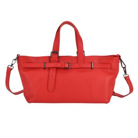 Echtleder-Crossbody-Bag im Trapez-Design, 32x12x19 cm, Rot