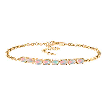 D'Joy AA nat&uuml;rliches, &auml;thiopisches Welo Opal 19cm Armband, 925 Silber vergoldet - 1,53 ct.